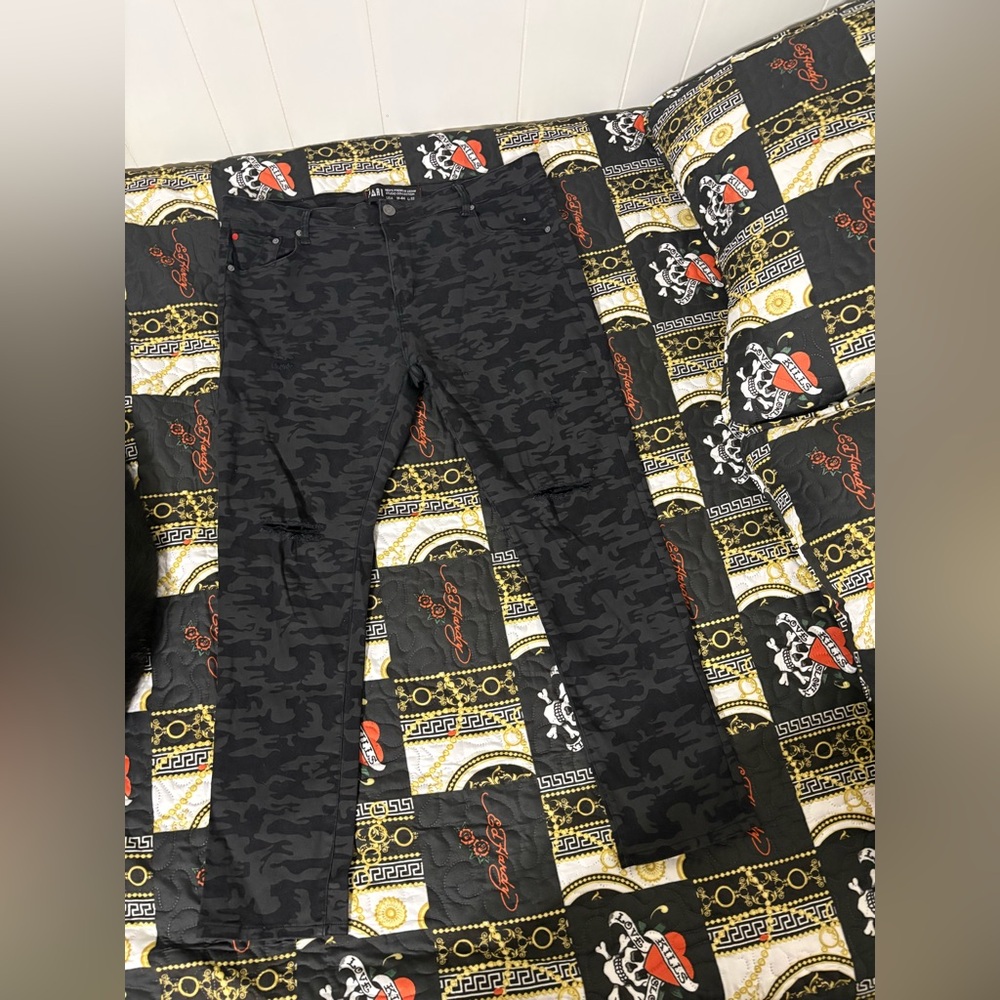 Men's Black Camouflage Skinny Jeans